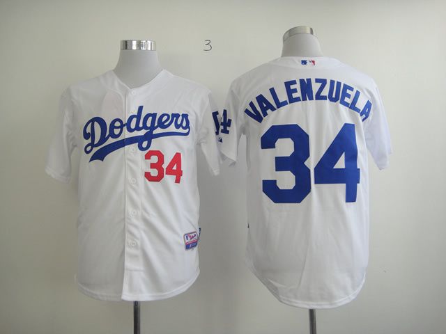 Men Los Angeles Dodgers #34 Valenzuela White MLB Jerseys